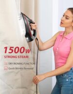 Irons Steamer for Clothes, 1500W Iron with Burst of Steam, 500 Microsteam Holes, Powerful Steam Iron, Auto shutoff, Self-Cleaning, 12.31oz Water Tank Ironing Clothes for All Fabrics - Image 8