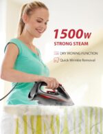 Irons Steamer for Clothes, 1500W Iron with Burst of Steam, 500 Microsteam Holes, Powerful Steam Iron, Auto shutoff, Self-Cleaning, 12.31oz Water Tank Ironing Clothes for All Fabrics - Image 10