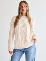 Trendy Queen Women's Oversized Cable Knit Crewneck Sweaters - Image 3