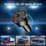 Car Charger Adapter,4 Ports USB Fast Car Charger QC3.0/PD20W/Type-c/2.1A, Smart Shunt Car Phone Charger Compatible iPhone 14 13 12 Pro Max/All Smart Phones (Black) - Image 4