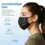 Borje Disposable Face Mask, 100 PCS Black Masks, 3 Ply Protection Face Masks - Image 4