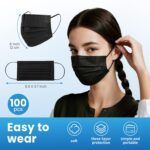 Borje Disposable Face Mask, 100 PCS Black Masks, 3 Ply Protection Face Masks - Image 5