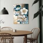 SERIMINO 3 Piece Lotus Flower Canvas Wall Art for Living Room, Blue Floral Picture Wall Decor for Dining Room Bedroom, Art Print Painting for Home Decorations 12"X16" - Image 5