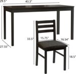 5-Piece Solid Wood Indoor Modern Rectangular Dining Table Set for 4,Table and 4 Chairs Set with Soft Cushions for Kitchen,Bar,Living Room,Breakfast Nook,Black - Image 3
