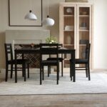 5-Piece Solid Wood Indoor Modern Rectangular Dining Table Set for 4,Table and 4 Chairs Set with Soft Cushions for Kitchen,Bar,Living Room,Breakfast Nook,Black - Image 5