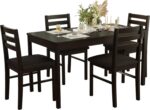 5-Piece Solid Wood Indoor Modern Rectangular Dining Table Set for 4,Table and 4 Chairs Set with Soft Cushions for Kitchen,Bar,Living Room,Breakfast Nook,Black - Image 8