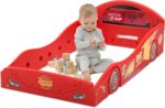 Delta Children Disney Pixar Cars Lightning McQueen Race Car Sleep and Play Toddler Bed with Attached Guardrails - Image 7