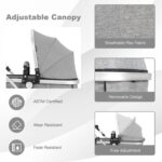 BABY JOY Baby Stroller, 2-in-1 Convertible Bassinet Reclining Stroller, Foldable Pram Carriage with 5-Point Harness, Including Cup Holder, Foot Cover, Diaper Bag, Aluminum Structure, Gray - Image 5