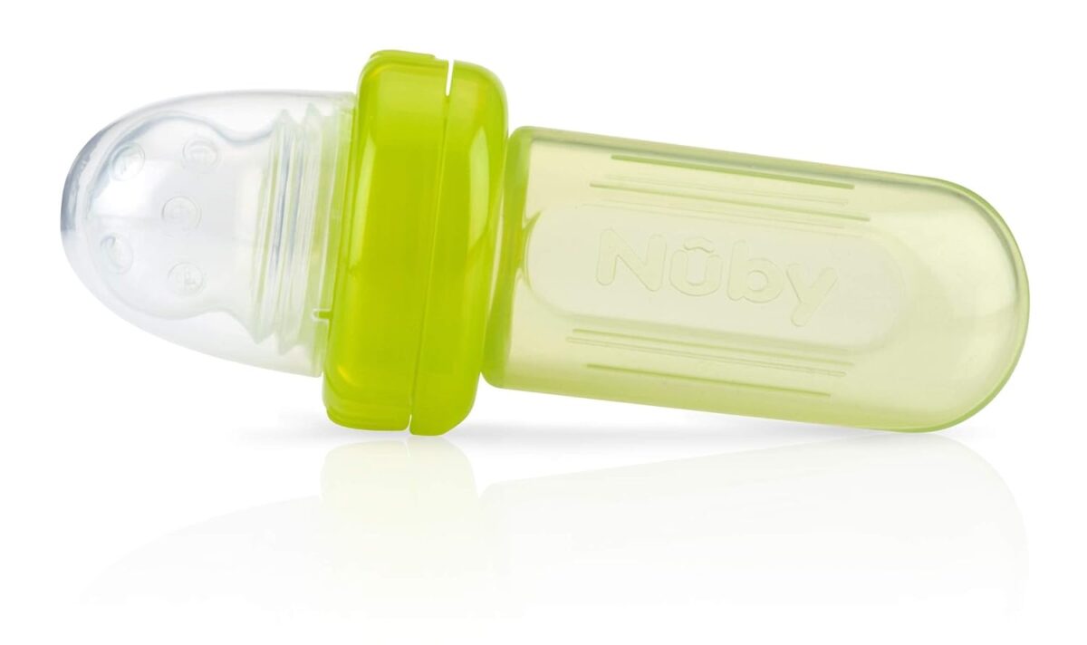 Nuby EZ Squee-Z Silicone Self Feeding Baby Food Dispenser, 1 Count (Pack of 1) - Aqua/Pink/Green, Colors May Vary - Image 6