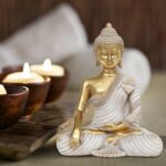 Gold Buddha Statue 10.2'' - Large Indoor Buddha for Home Decor, Zen, Living Room & Meditation - Image 4