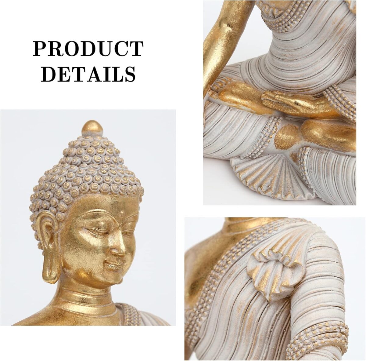 Gold Buddha Statue 10.2'' - Large Indoor Buddha for Home Decor, Zen, Living Room & Meditation - Image 7