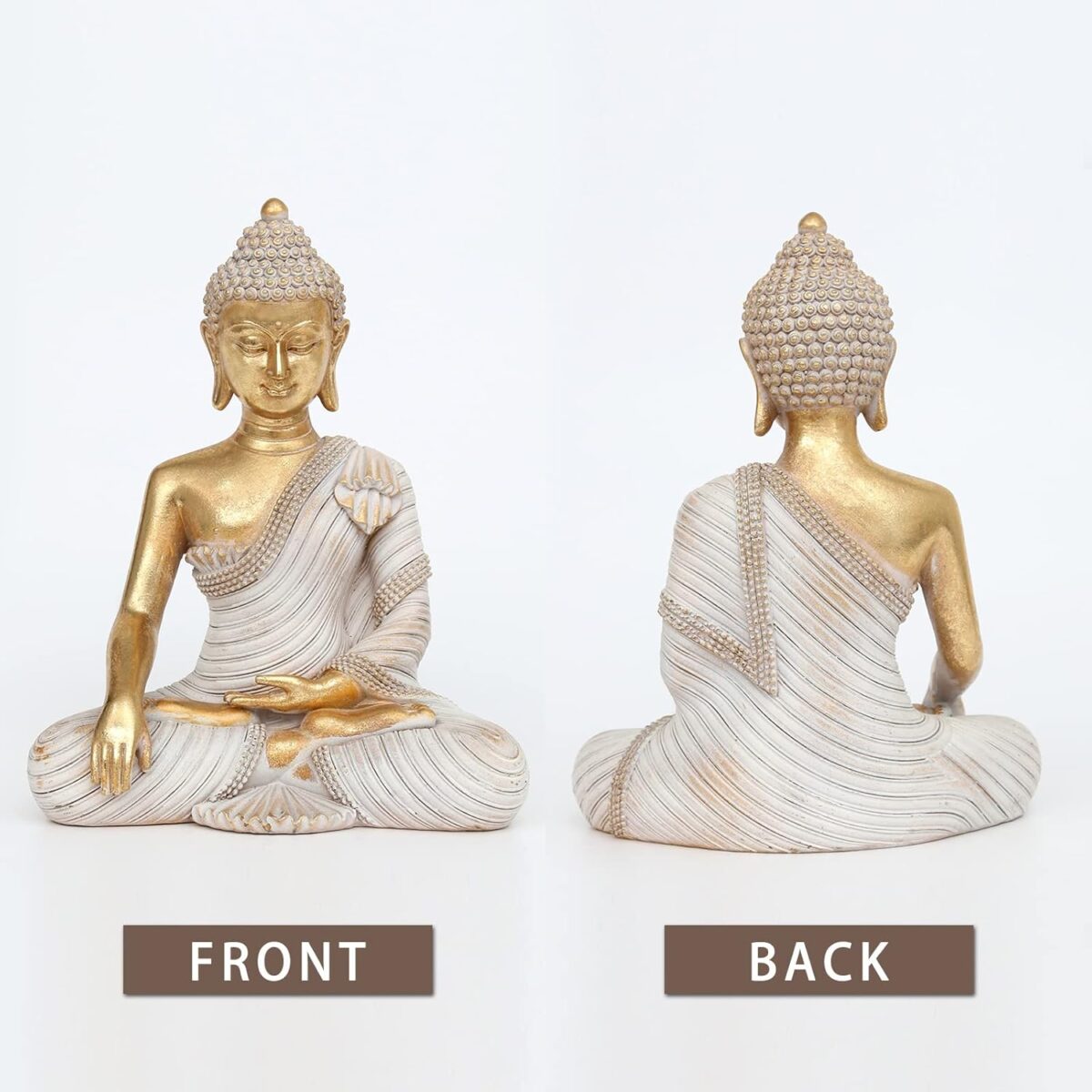 Gold Buddha Statue 10.2'' - Large Indoor Buddha for Home Decor, Zen, Living Room & Meditation - Image 8