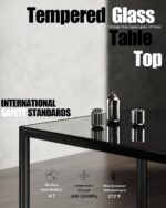 Dining Table Set for 4, Kitchen Table and Chairs Set of 4, 5 Piece Modern Dining Room Table Set with Tempered Glass Top and PU Leather Chairs for Small Space, Apartment, Poker - Image 4