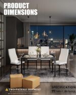Dining Table Set for 4, Kitchen Table and Chairs Set of 4, 5 Piece Modern Dining Room Table Set with Tempered Glass Top and PU Leather Chairs for Small Space, Apartment, Poker - Image 6