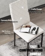 Dining Table Set for 4, Kitchen Table and Chairs Set of 4, 5 Piece Modern Dining Room Table Set with Tempered Glass Top and PU Leather Chairs for Small Space, Apartment, Poker - Image 7