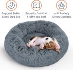Donut Dog Bed - Premium Comfort for Anxiety Relief - Fluffy & Calming Design with Ultra-Plush Support | Cozy Round Dog Bed with Super Soft Circle Style (Size M Dark Grey) - Image 3