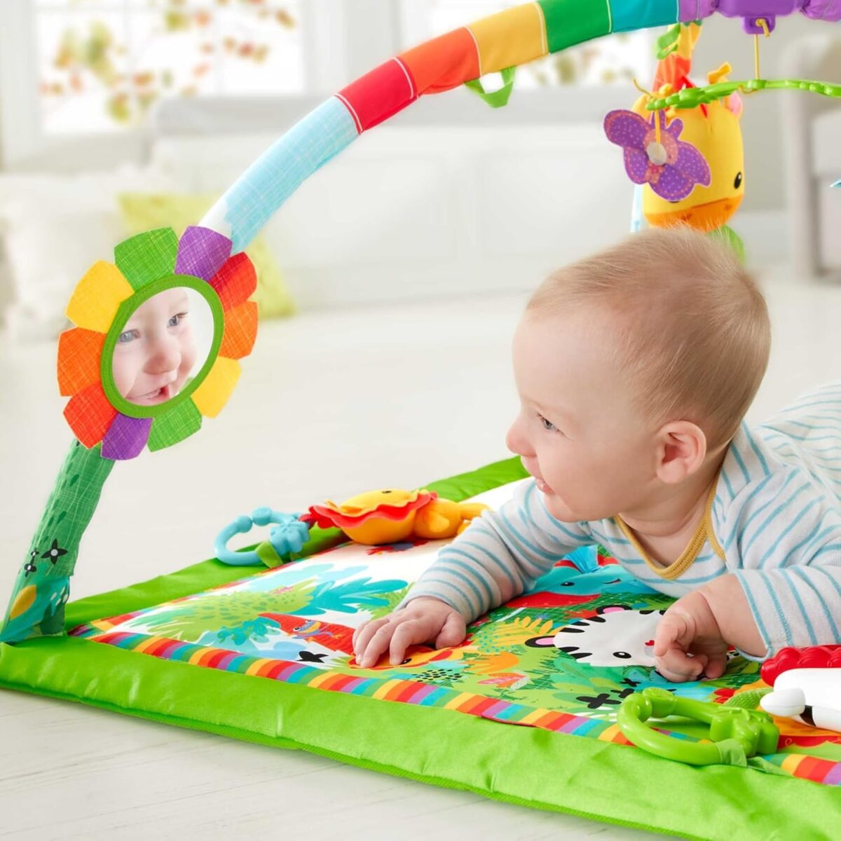 Fisher-Price Baby Playmat Rainforest Music & Lights Deluxe Gym with 10+ Activities & Toys for Developmental Play for Newborns Ages 0+ Months - Image 5