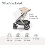 UPPAbaby Vista V3 Stroller - Full-Size Single-to-Double Stroller System - Toddler Seat, Bug Shield, Rain Shield, and Storage Bag Included - Declan (Oat Mélange/Silver Frame/Chestnut Leather) - Image 3