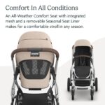 UPPAbaby Vista V3 Stroller - Full-Size Single-to-Double Stroller System - Toddler Seat, Bug Shield, Rain Shield, and Storage Bag Included - Declan (Oat Mélange/Silver Frame/Chestnut Leather) - Image 5
