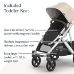 UPPAbaby Vista V3 Stroller - Full-Size Single-to-Double Stroller System - Toddler Seat, Bug Shield, Rain Shield, and Storage Bag Included - Declan (Oat Mélange/Silver Frame/Chestnut Leather) - Image 6