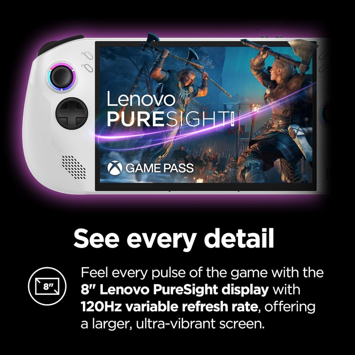 Lenovo Legion Go S - 2025 - Mobile Gaming Console - AMD Radeon graphics - 8" PureSight IPS Display - 120Hz - AMD Ryzen™ Z2 Go - 16GB Memory - 512GB Storage - Glacier White - Free PC Game Pass - Image 6