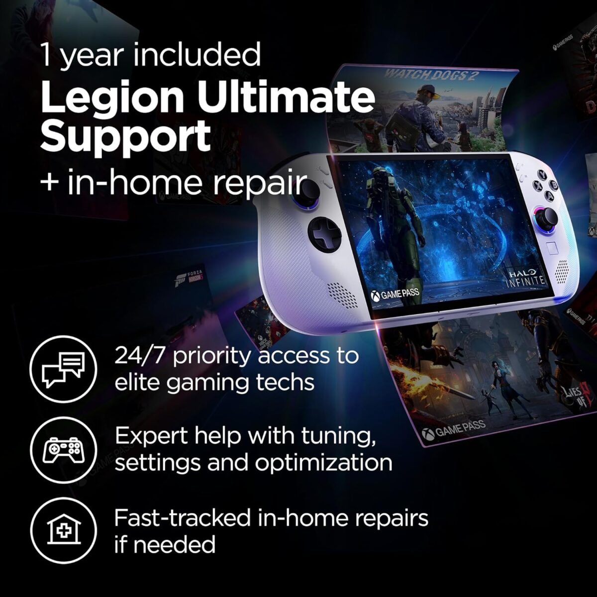 Lenovo Legion Go S - 2025 - Mobile Gaming Console - AMD Radeon graphics - 8" PureSight IPS Display - 120Hz - AMD Ryzen™ Z2 Go - 16GB Memory - 512GB Storage - Glacier White - Free PC Game Pass - Image 11