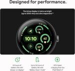 Google Pixel Watch 3 (41mm) 2024 Model - Android Smartwatch, Heart Rate Tracking, Fitbit Advanced Running, Fitness Insights, 24-Hour Battery - Matte Black Aluminum Case - Obsidian Band - Wi-Fi - Image 5
