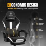 GTRACING Gaming Chair with Foot Rest & Pocket Spring Cushion, Breathable Fabric for Home Office Desk, Ergonomic High Back Computer Chair with Headrest & Lumbar Support, Black - Image 6