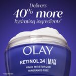 Olay Retinol Face Moisturizer, 24 MAX Anti-Aging Night Cream for Women, Fragrance-Free, Non Greasy - Anti-Wrinkle, Smooth Fine Lines, Tightening, Hydrating Skin Care - Peptides, Glycerin, 1.7 Oz - Image 9