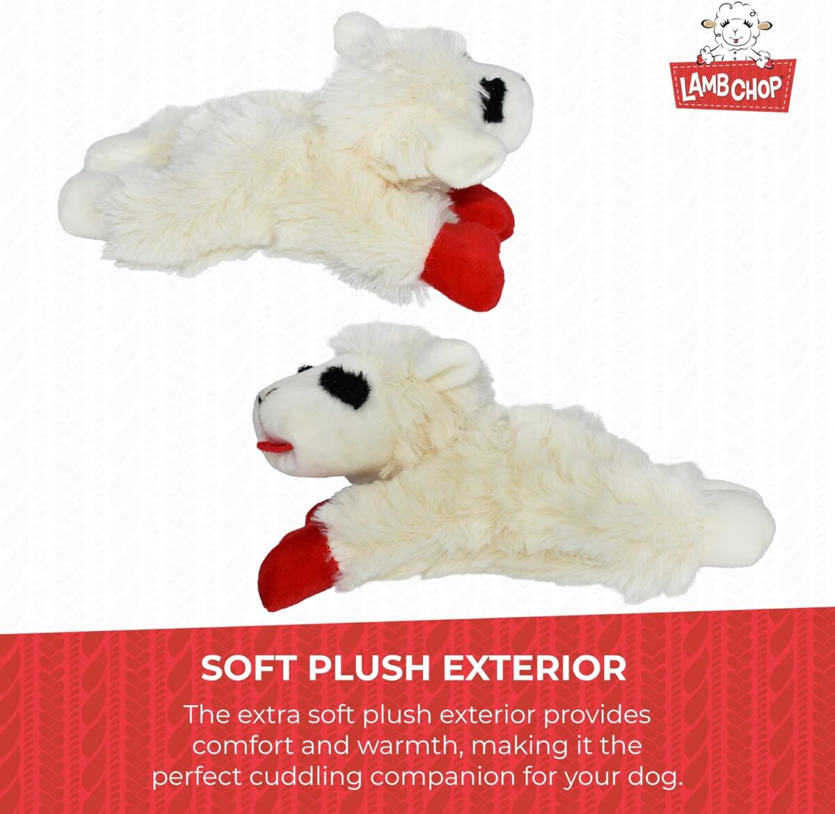 Multipet Lamb Chop Dog Plush Toy - Squeaky Toy for All Dogs - Extra Soft Plush - Stuffed Animal Dog Toy for Cuddling & Playing - Cute Pet Toy (6", Cream) - Image 8