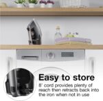 Proctor Silex Steam Iron for Clothes with Durable Stainless Steel Soleplate, 1500 Watts, 8’ Retractable Cord, 3-Way Auto Shutoff, Anti-Drip, Gray and Black (14250) - Image 7