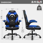 N-GEN Video Gaming Chair Ergonomic Computer Desk Office Chair with Lumbar Support Adjustable Height Swivel Wheels Flip-Up Arms PU Leather Home and Office (Blue) - Image 4