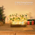 Mkono Mason Jar Lights Centerpiece Table Decor for Dining Room Farmhouse Wood Tray with 3 Jars Flowers Fall Decoration for Coffee Table Kitchen Living Room Wedding - Image 3