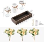 Mkono Mason Jar Lights Centerpiece Table Decor for Dining Room Farmhouse Wood Tray with 3 Jars Flowers Fall Decoration for Coffee Table Kitchen Living Room Wedding - Image 6