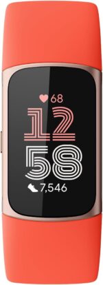Fitbit Charge 6 Fitness Tracker with Google apps, Heart Rate on Exercise Equipment, 6-Months Premium Membership Included, GPS, Health Tools and More, Gold/Coral, One Size (S & L Bands Included) - Image 3
