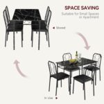 VECELO 5 Piece Dining Table Set for 4, Dinette with Chairs for Kitchen, Breakfast Nook, Small Space,Easy Assembly - Image 5
