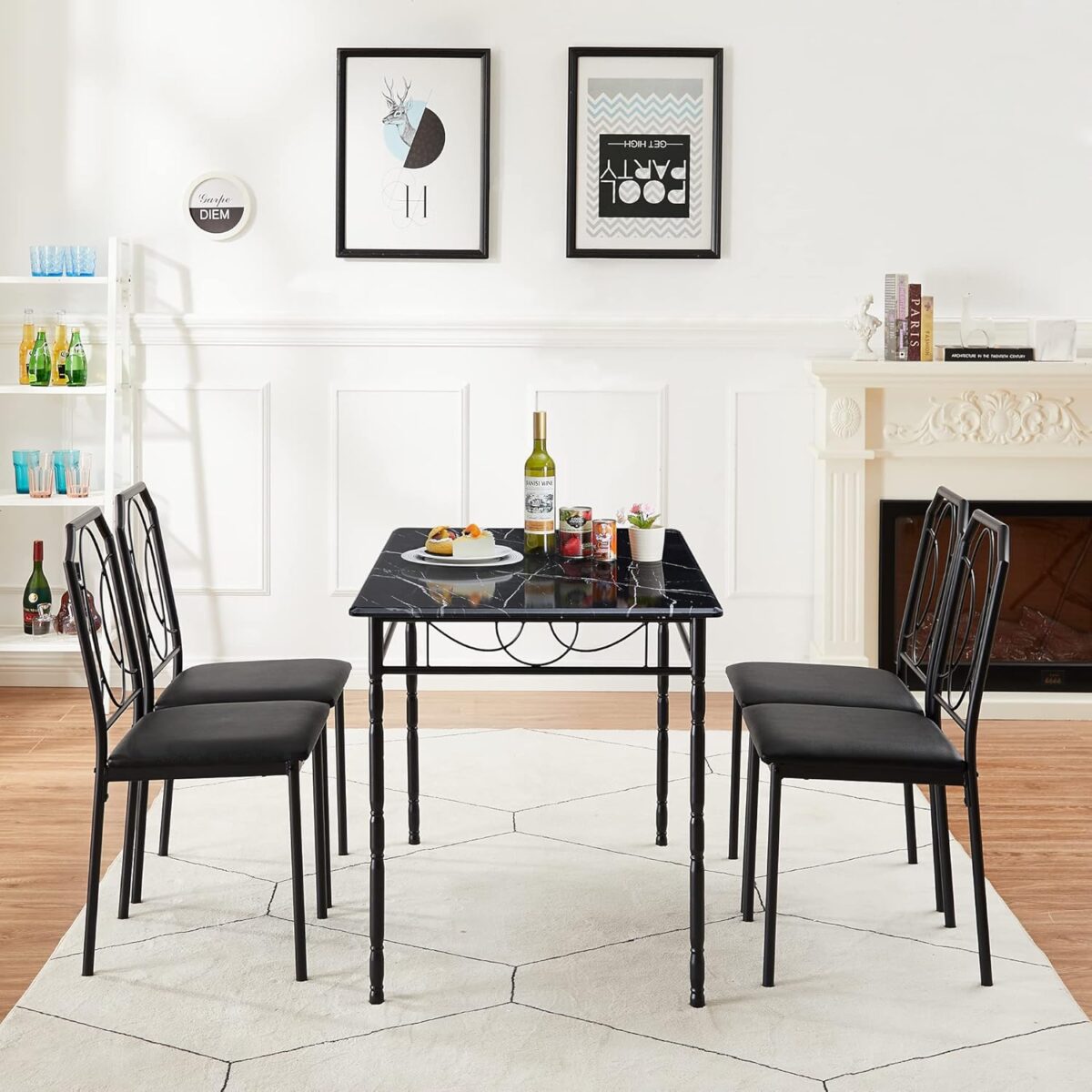 VECELO 5 Piece Dining Table Set for 4, Dinette with Chairs for Kitchen, Breakfast Nook, Small Space,Easy Assembly - Image 7