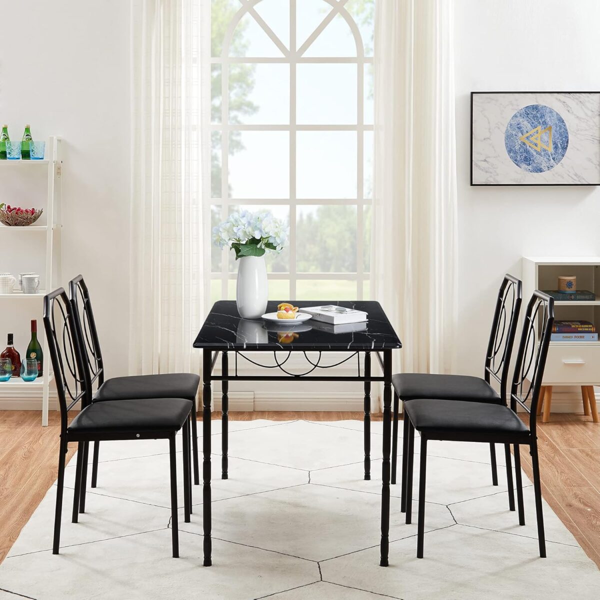 VECELO 5 Piece Dining Table Set for 4, Dinette with Chairs for Kitchen, Breakfast Nook, Small Space,Easy Assembly - Image 8