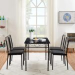 VECELO 5 Piece Dining Table Set for 4, Dinette with Chairs for Kitchen, Breakfast Nook, Small Space,Easy Assembly - Image 8