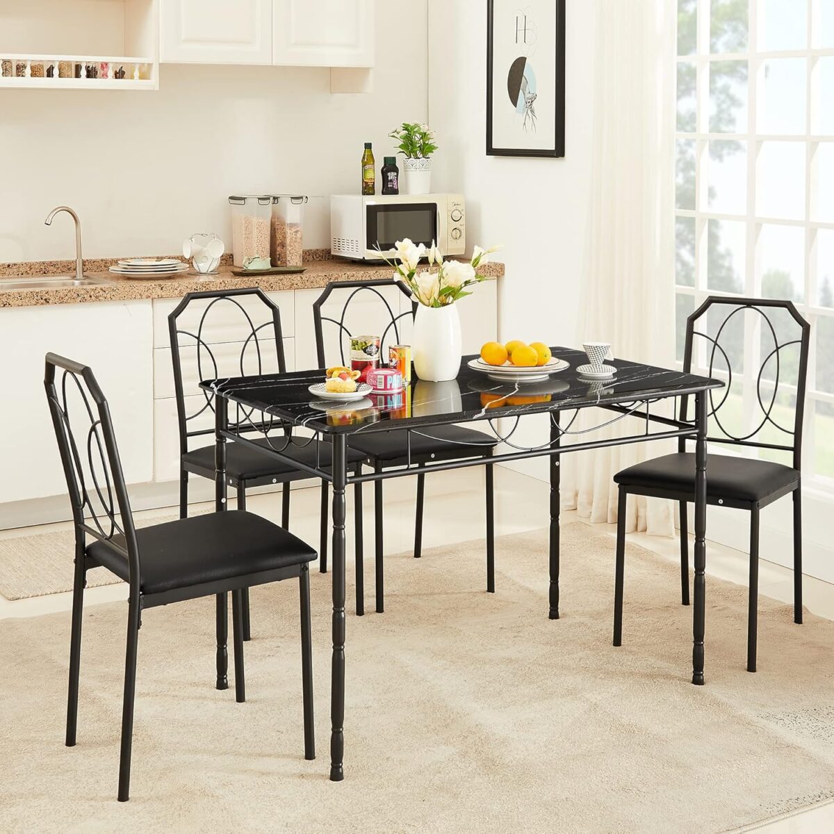 VECELO 5 Piece Dining Table Set for 4, Dinette with Chairs for Kitchen, Breakfast Nook, Small Space,Easy Assembly - Image 10