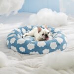 LE SURE Donut Dog Bed Medium Size Dog - Round Cat Beds for Indoor Calming Pet with Washable Cover, Cute Modern Puppy Beds with Jacquard Shaggy Plush & Anti Slip Bottom, 30 Inch, Blue - Image 8