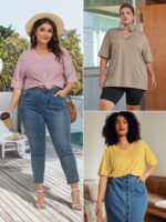 ATHMILE Womens Summer Oversized Shirts V Neck Plus Size Spring Workout Tops Beach Vacation 2025 Gym Clothes - Image 5