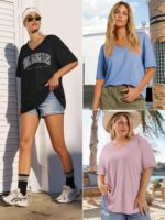 ATHMILE Womens Summer Oversized Shirts V Neck Plus Size Spring Workout Tops Beach Vacation 2025 Gym Clothes - Image 6