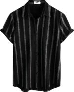 VATPAVE Mens Summer Striped Shirts Button Down Short Sleeve Vintage Beach Hawaiian Shirts with Pocket - Image 5