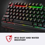 NPET K10 Wired Gaming Keyboard, LED Backlit, Spill-Resistant Design, Multimedia Keys, Quiet Silent USB Membrane Keyboard for Desktop, Computer, PC (Black) - Image 3
