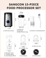 SANGCON 5 in 1 Blender and Food Processor Combo for Kitchen, Small Electric Food Chopper for Meat and Vegetable, 350W High Speed Blenders with 2 Speeds and Pulse for Smoothies and Shakes - Image 7