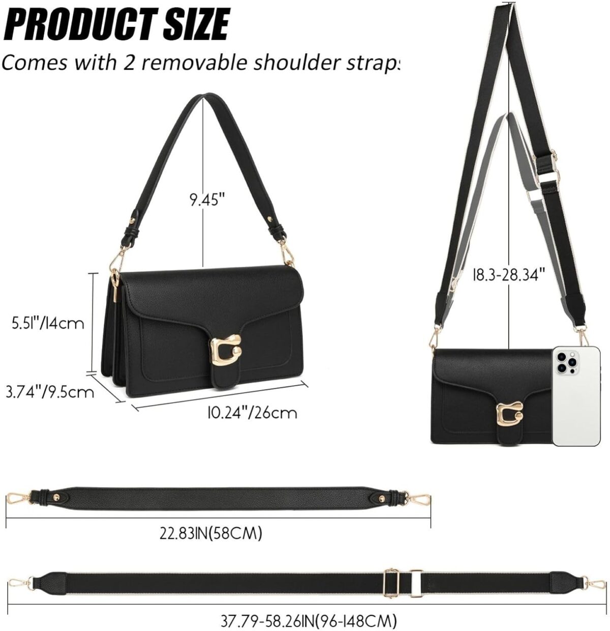 Travistar Crossbody Bags for Women Trendy - Small Cross Body Purse Shoulder Bag Leather Handbags Evening Clutch with 2 Straps - Image 4