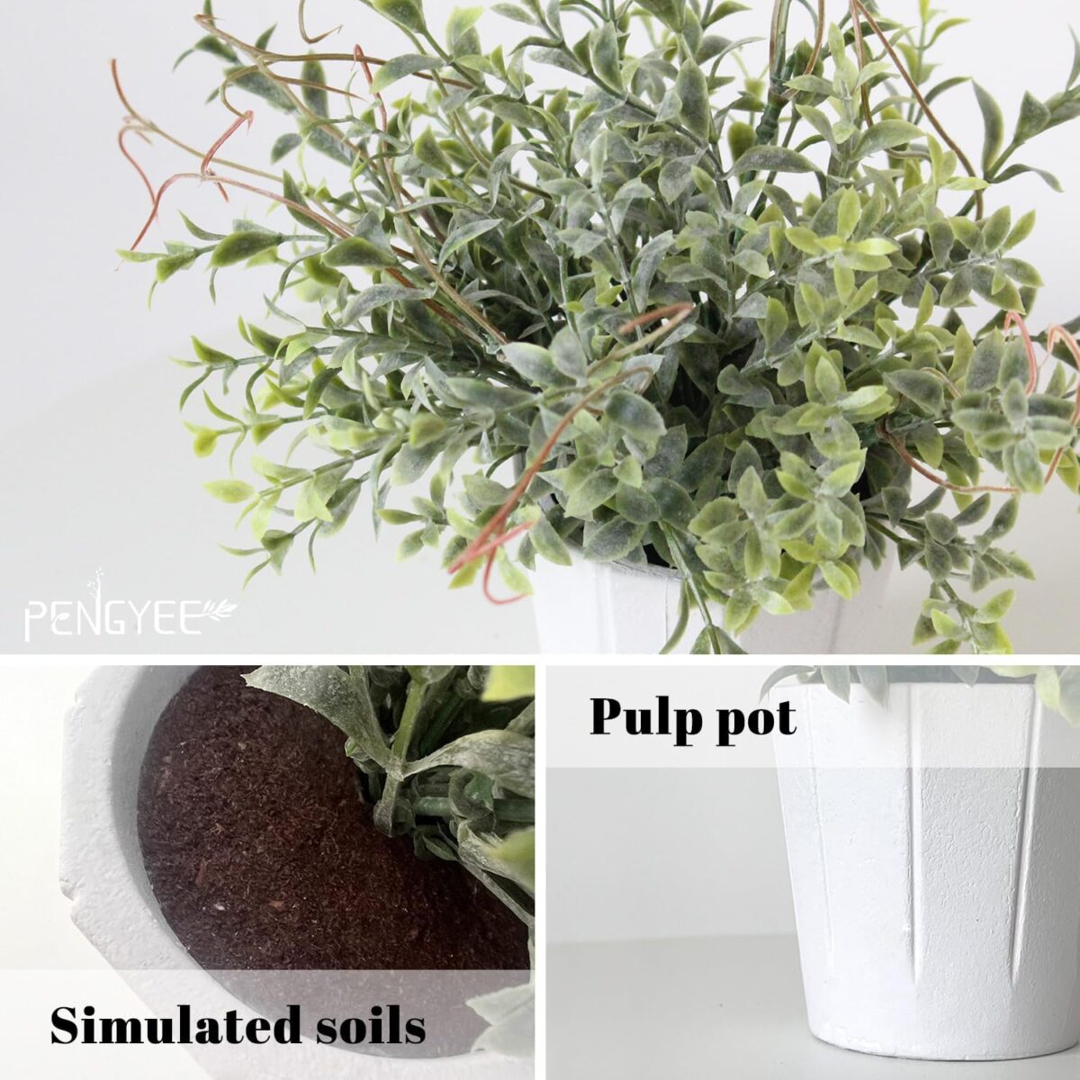 4 Pack Small Fake Plants, Artificial Plants Indoor for Home Decor, Small Faux Plants Indoor, Fake Plants in White Pot for Bathroom Bedroom Kitchen Office Farmhouse Room Shelf Decor - Image 5