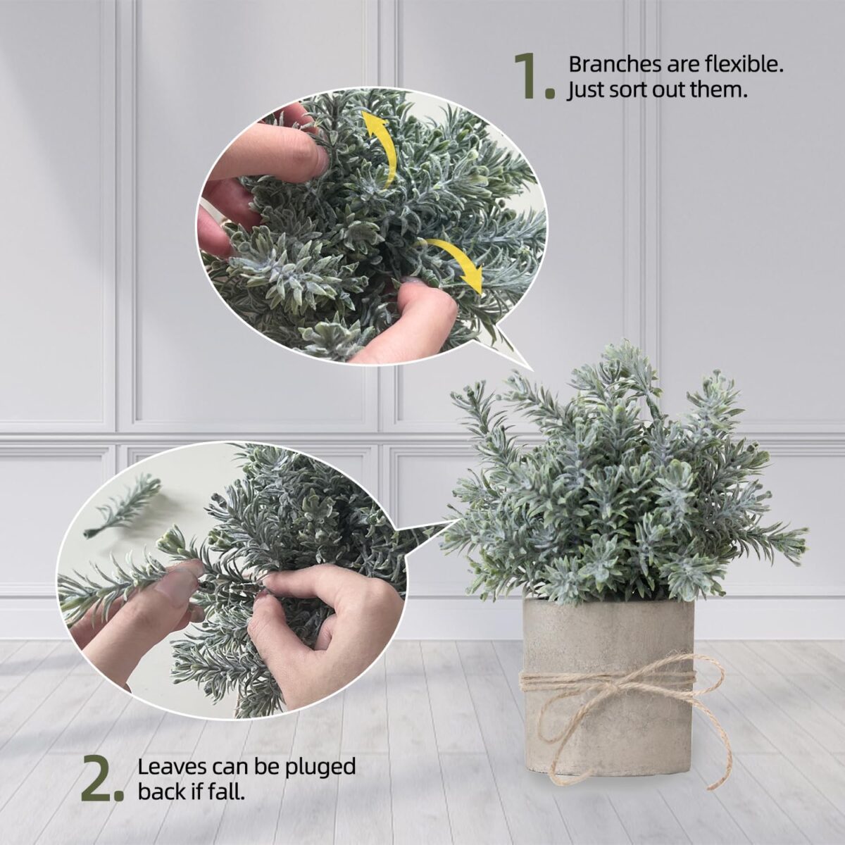 4 Pack Small Fake Plants, Artificial Plants Indoor for Home Decor, Small Faux Plants Indoor, Fake Plants in White Pot for Bathroom Bedroom Kitchen Office Farmhouse Room Shelf Decor - Image 7