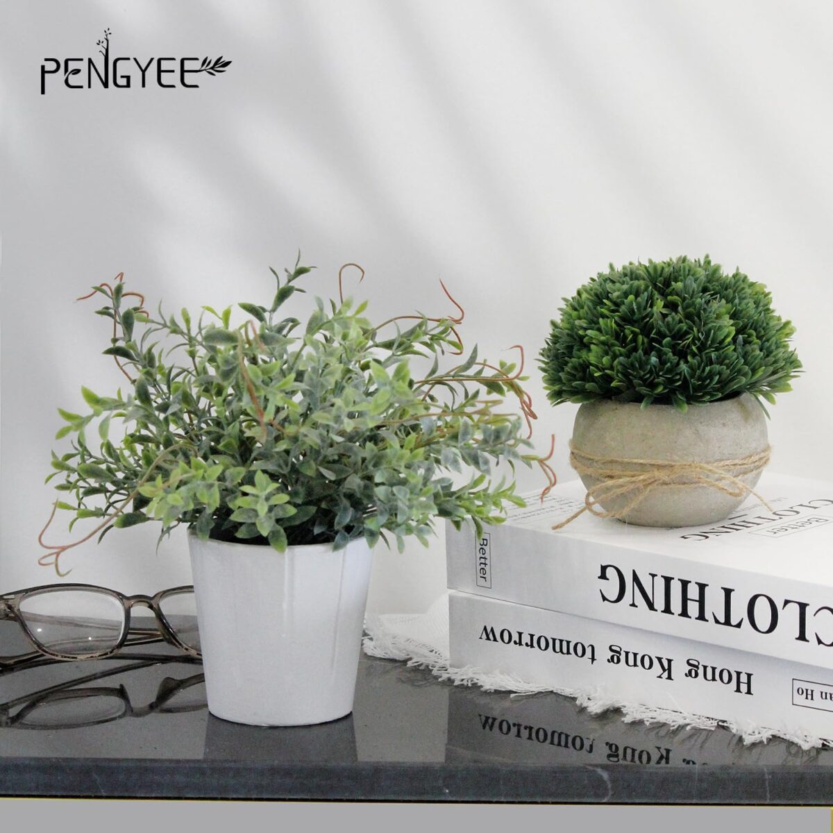 4 Pack Small Fake Plants, Artificial Plants Indoor for Home Decor, Small Faux Plants Indoor, Fake Plants in White Pot for Bathroom Bedroom Kitchen Office Farmhouse Room Shelf Decor - Image 8